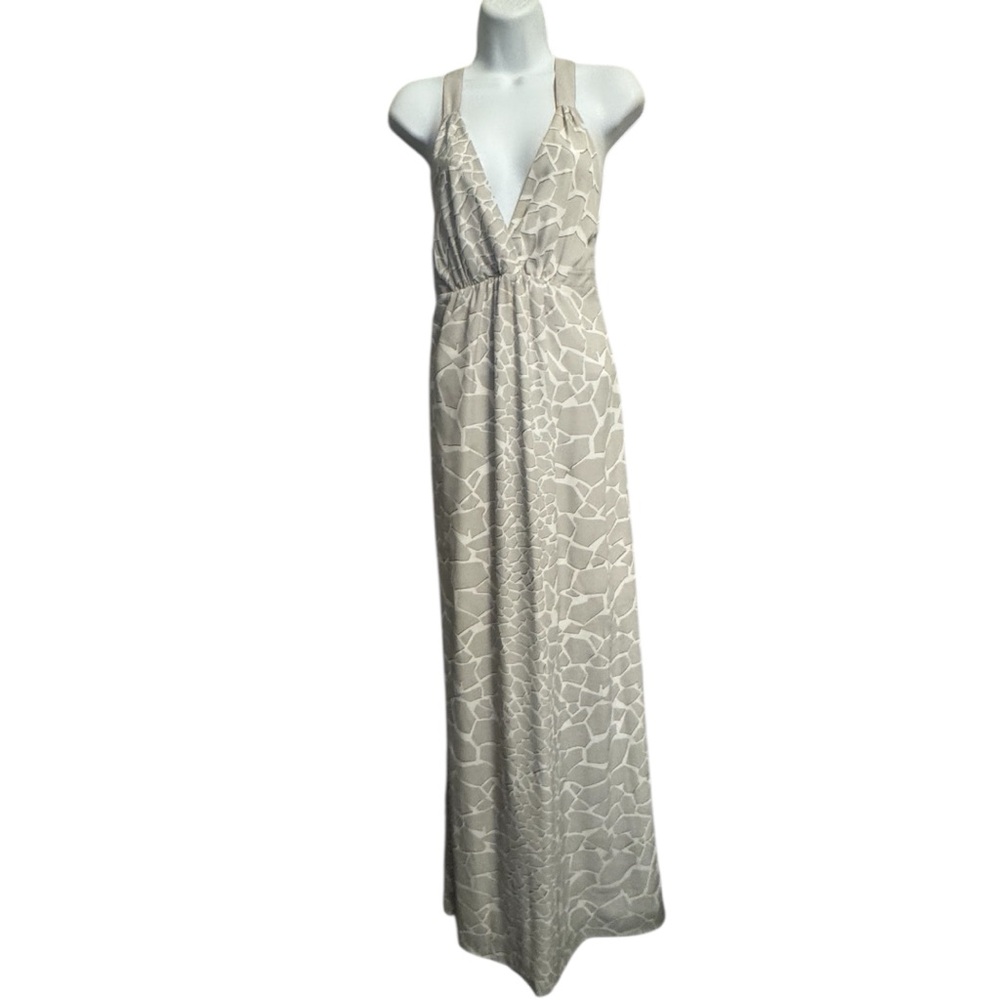 Armani Exchange Gray/Cream Maxi Gown 0